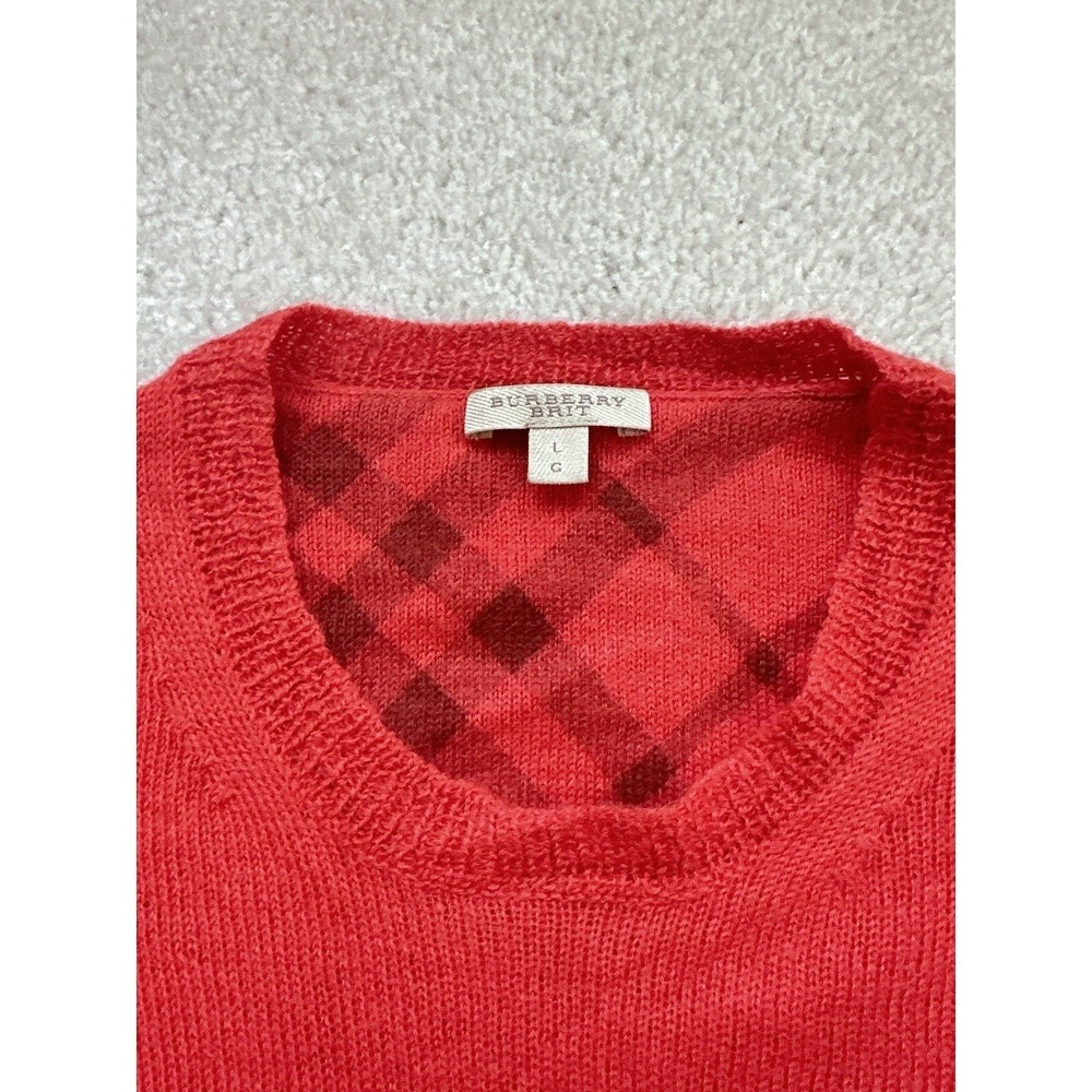 Burberry Women 100% Alpaca Sweater Size L Sweater Elbow Special Knit Orange - Picture 3 of 10